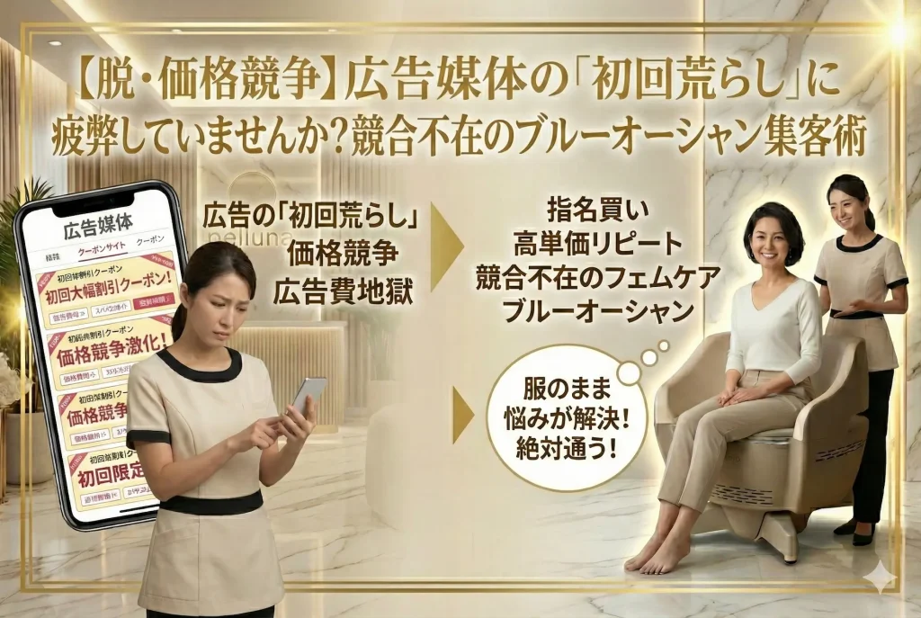 広告媒体の初回荒らしや価格競争から脱却。競合不在の高単価フェムケアでブルーオーシャン集客を実現するペルーナ