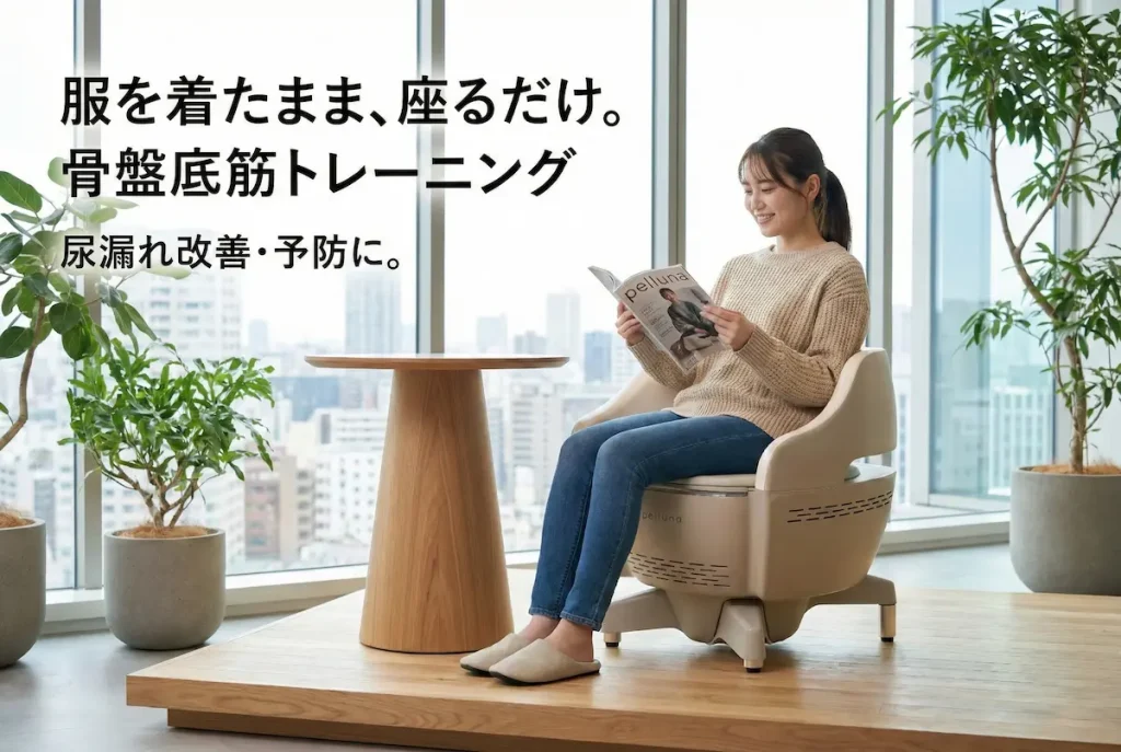 座るだけで骨盤底筋トレーニングができるEMSチェア pelluna（ペルーナ）