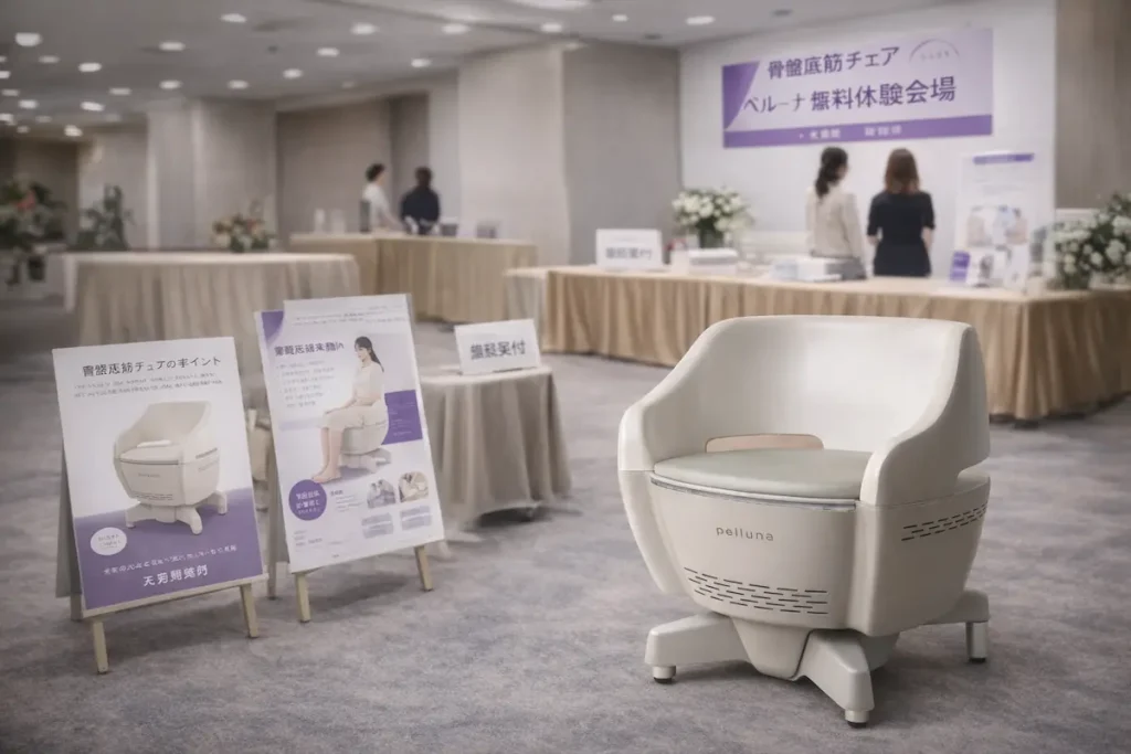ペルーナ骨盤底筋チェアを実際に体験できる無料体験会場のイメージ画像